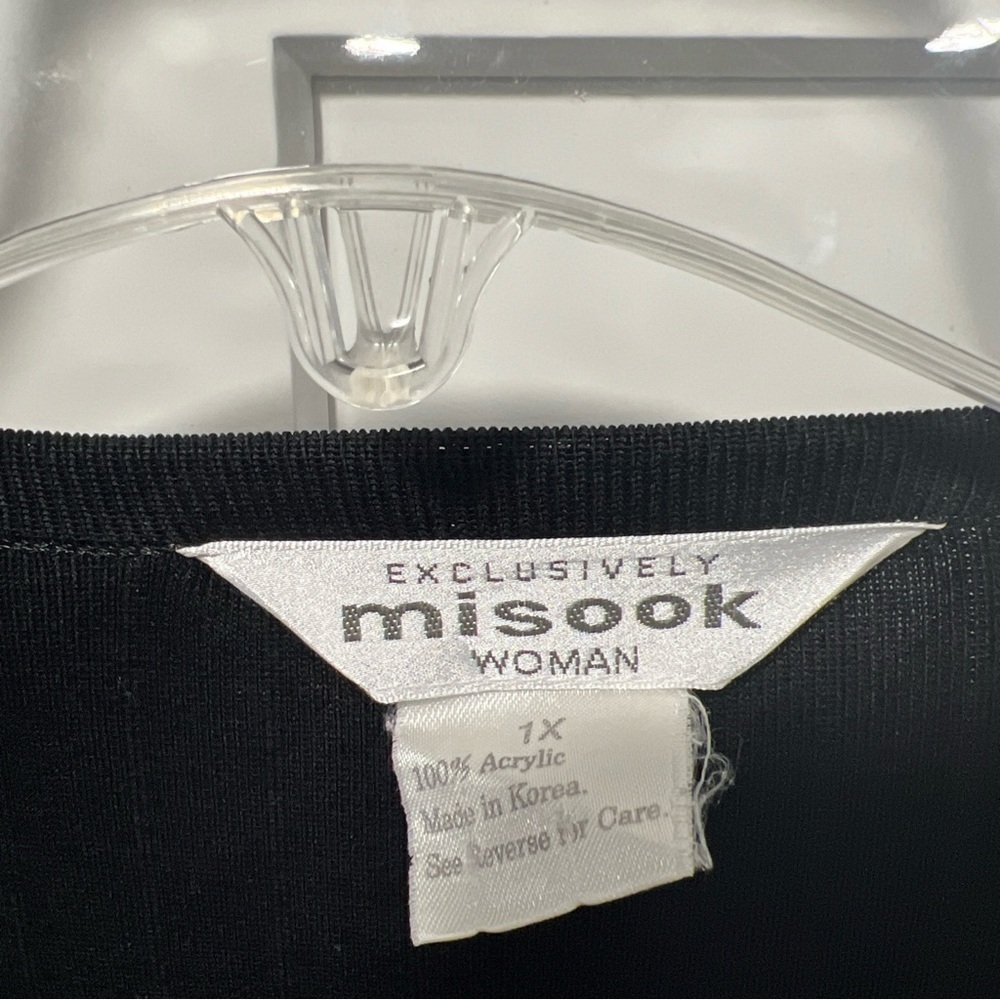 Misook Textured Black Duster Jacket 1X Vintage Cardigan 90’s Open Front Casual - Picture 5 of 11